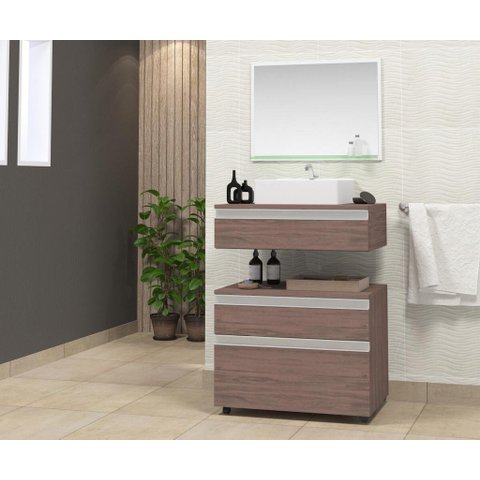 Conjunto Safira 60 gabinete para banheiro com cuba e espelheira