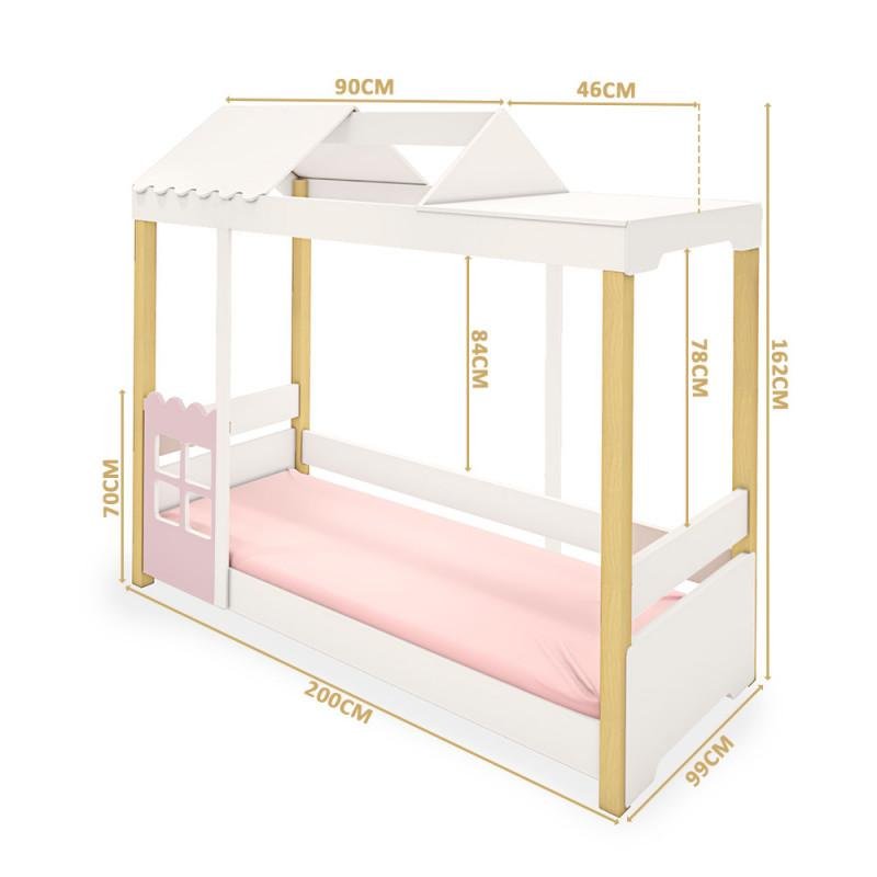 Cama Montessoriana Solteiro com LED Jade Rosa - 4