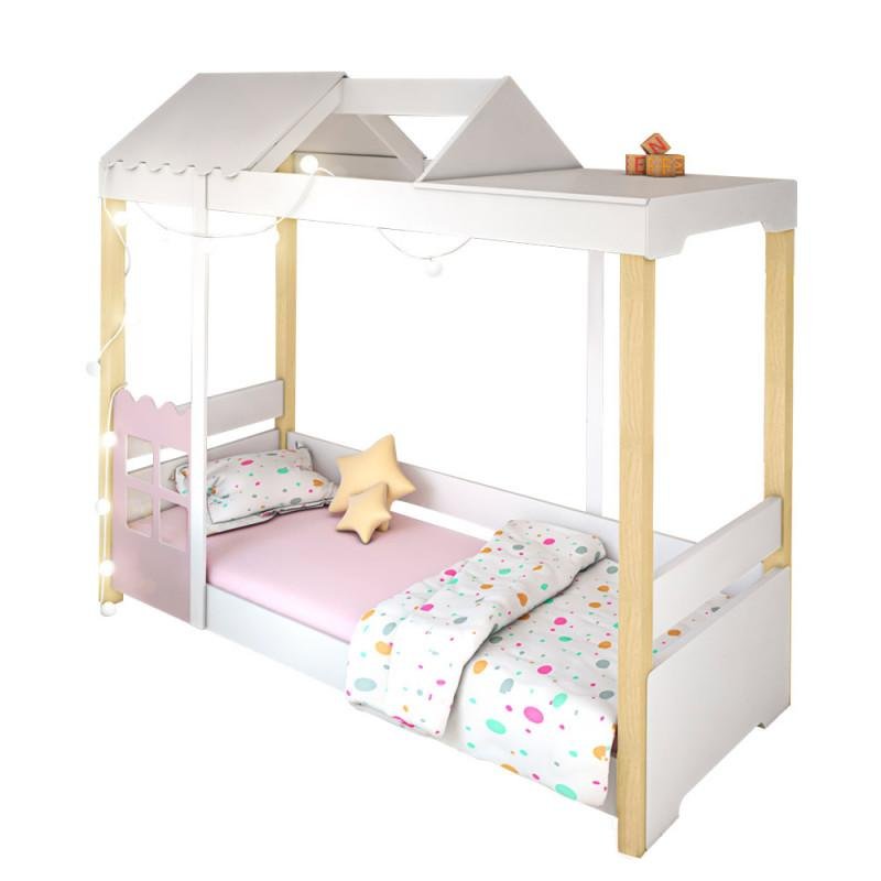 Cama Montessoriana Solteiro com LED Jade Rosa - 2