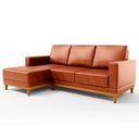Ver imagem 1 de Sofá 3 Lugares 200cm Living com Chaise Esquerdo Sala de Estar Kayrós D05 Sintético Camel - Mpozenato
