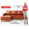 Sofá 3 Lugares 200cm Living com Chaise Esquerdo Sala de Estar Kayrós D05 Sintético Camel - Mpozenato - 4