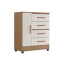 Ver imagem 2 de Guarda Roupa Casal 6 Portas e Cômoda 4 Gavetas 01 Porta Lite Nature Off White – Móveis Leão
