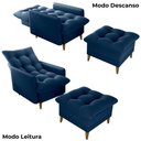 Ver imagem 5 de Poltrona de Amamentaçao e Puff Montreal Veludo Light Milani Store Azul