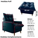 Ver imagem 4 de Poltrona de Amamentaçao e Puff Montreal Veludo Light Milani Store Azul