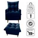 Ver imagem 6 de Poltrona de Amamentaçao e Puff Montreal Veludo Light Milani Store Azul