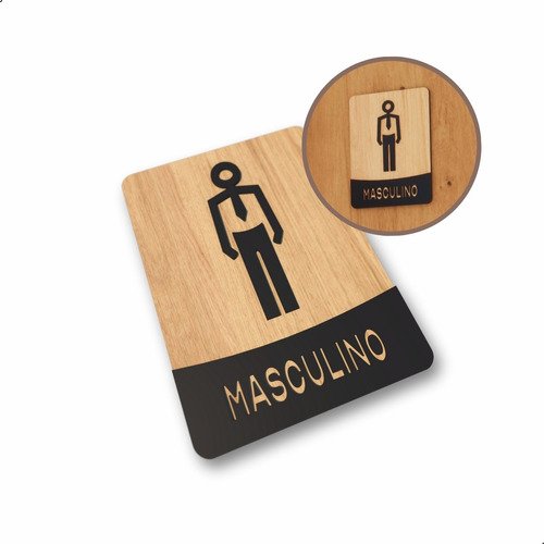 Placa de Banheiro Placas para Banheiro Feminino Masculino:preto - Masculino 15x20 - 6