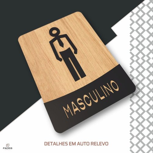 Placa de Banheiro Placas para Banheiro Feminino Masculino:preto - Masculino 15x20 - 5