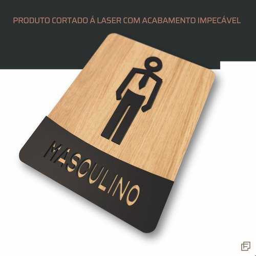 Placa de Banheiro Placas para Banheiro Feminino Masculino:preto - Masculino 15x20 - 4