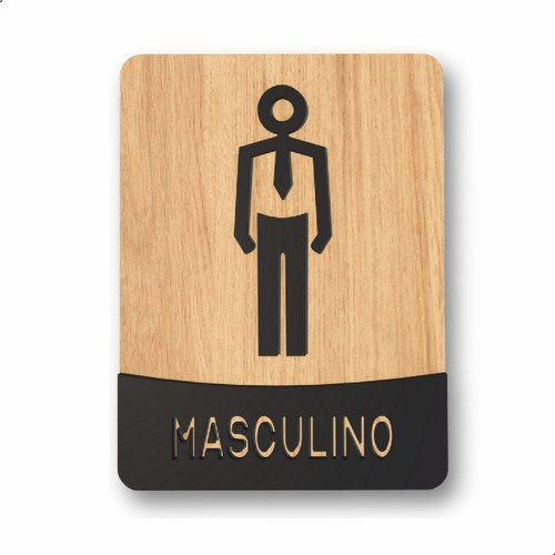 Placa de Banheiro Placas para Banheiro Feminino Masculino:preto - Masculino 15x20