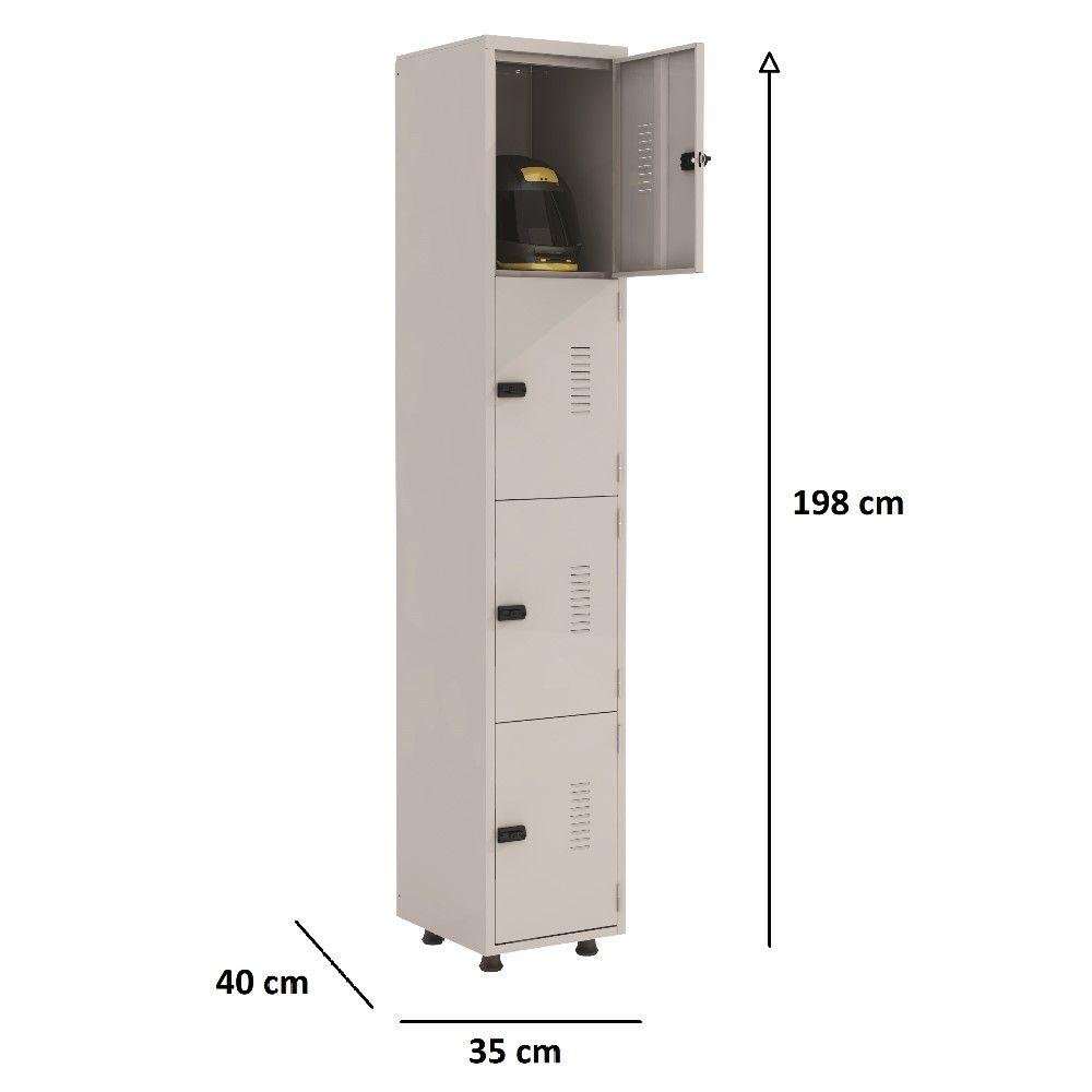 Armário Roupeiro Aço 4 Portas Ea701 Cinza - 5