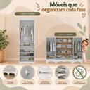 Ver imagem 5 de Quarto de Bebê Completo com Berço Americano 3 em 1 e Colchão Incluso Flor Multimóveis MP4944