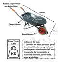 Ver imagem 2 de Carrinho de Mão em Aço Carbono Pneu Maciço Chapa 26mm 45l