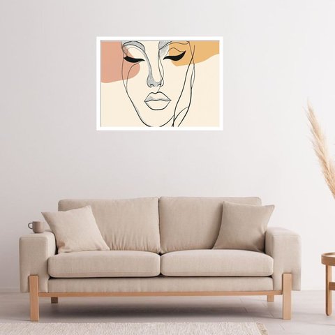 Quadro Decorativo Mulher Face Abstrato - 50x70cm:moldura Branca