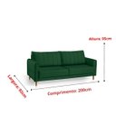 Ver imagem 3 de Sofá Biaggio Moderno 200cm Almofadas Confortáveis Resistente:verde