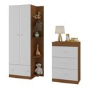 Ver imagem 2 de Guarda-roupas 2 Portas 1 Gaveta com Cômoda 3 Gavetas Infantil Doce de Leite Multimóveis Mp4243