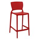 Ver imagem 4 de Kit 4 Cadeiras Altas Tramontina Banqueta com Encosto Bancada Bar Plástico Summa Safira Vermelho