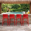 Ver imagem 2 de Kit 4 Cadeiras Altas Tramontina Banqueta com Encosto Bancada Bar Plástico Summa Safira Vermelho