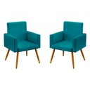 Ver imagem 1 de Kit 2 Poltronas Nina Suede Azul Turquesa Aradecor