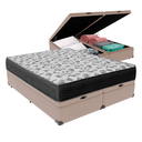 Ver imagem 1 de Cama Box Baú Bipartido Queen Bege e Colchão Iso 100 D33 Ortobom