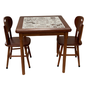 Conjunto de Mesa Jantar Madeira 80x80 Fast Food Branco com 2 Cadeiras Marrom