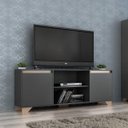 Ver imagem 1 de Rack para TV até 42 Polegadas 135cm 2 Portas 3 Prateleiras Benevello Cinza