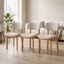 Ver imagem 1 de Kit 03 Cadeiras para Sala de Jantar Cozinha Living Estofada Dara L02 Bouclê Creme - Lyam Decor