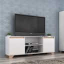Ver imagem 1 de Rack para TV até 50 Polegadas 160cm 2 Portas 3 Prateleiras Benevello Quiditá Móveis Branco