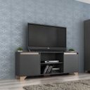 Ver imagem 1 de Rack para TV até 50 Polegadas 160cm 2 Portas 3 Prateleiras Benevello Quiditá Móveis Cinza