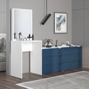 Ver imagem 1 de Cômoda Penteadeira 6 Gavetas com Espelho Porto Azul/Branco