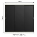 Ver imagem 3 de Guarda-Roupa Casal Madesa Kansas 3 Portas de Correr 3 Gavetas Branco/Preto Cor:Branco/Preto