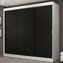 Ver imagem 1 de Guarda-Roupa Casal Madesa Kansas 3 Portas de Correr 3 Gavetas Branco/Preto Cor:Branco/Preto