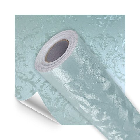 Papel de Parede Adesivo Lavavel Texturizado Arabesco Azul 500x60cm