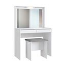 Ver imagem 1 de Penteadeira Emovell Camarin 2 Gavetas 90cm MDP Branco com Banco e Luminária
