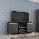 Ver imagem 1 de Rack para TV até 60 Polegadas 180cm 2 Portas 3 Prateleiras Benevello Quiditá Cinza