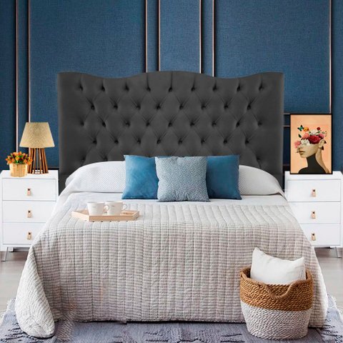 Cabeceira Cama Box Quenn 1.60 Dunas - Suede Cinza