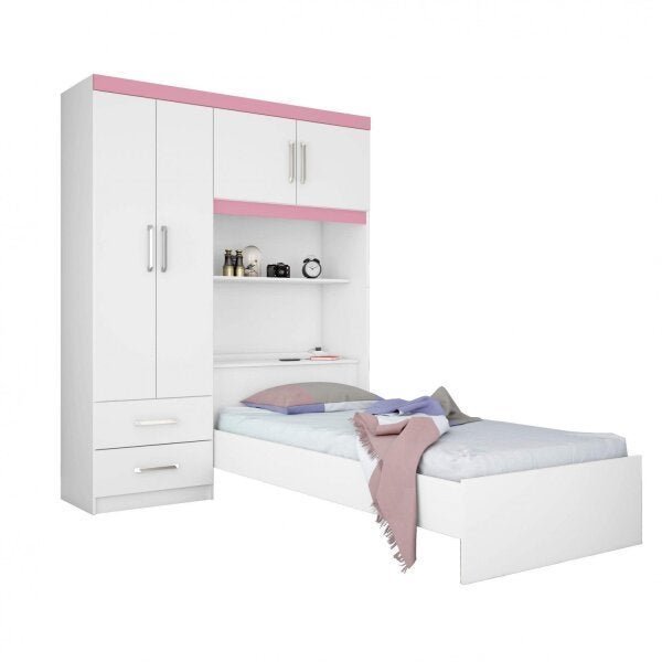 Quarto de Solteiro Completo com Guarda-Roupa com Cama e Cômoda Grace Espresso Móveis - 5