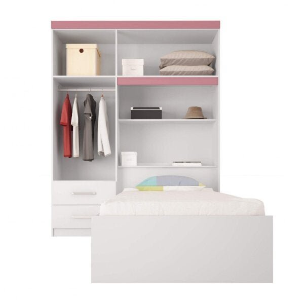 Quarto de Solteiro Completo com Guarda-Roupa com Cama e Cômoda Grace Espresso Móveis - 3