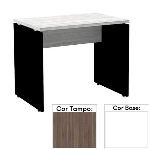 Mesa de Escritório Pé Painel Pe25 em MDP 150 x 60cm Cor Walnut e Base Branca