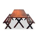 Ver imagem 6 de Mesa para Churrasco Área Externa com 2 Bancos Madeira Maciça 200cm Yescasa Imbua Marrom