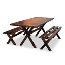 Ver imagem 2 de Mesa para Churrasco Área Externa com 2 Bancos Madeira Maciça 200cm Yescasa Imbua Marrom