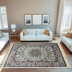 1 Tapete Belga Sala de Estar Sofá Grande Es Cl 200 X 250 D10 - D10cla Bege Branco Amarelo - Classico - 3