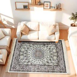 1 Tapete Belga Sala de Estar Sofá Grande Es Cl 200 X 250 D10 - D10cla Bege Branco Amarelo - Classico - 5