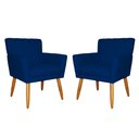 Ver imagem 1 de Kit de 2 Poltronas Camila Pés Palito para Escritório Advocacia - Suede - Sv Decor:azul Marinho