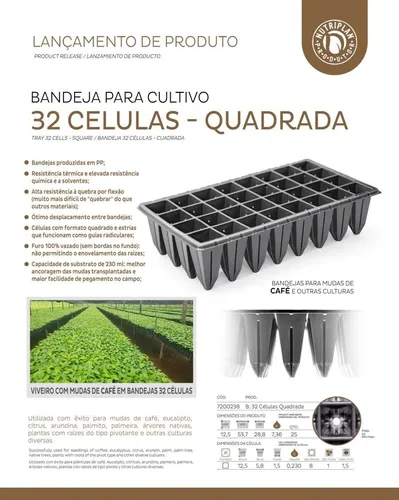 Kit 05 Bandeja Sementeira Para Produção De Mudas 32 Células - 2