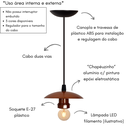 Ver imagem 3 de Pendente Luminária de Teto Bocal Simples Retrô Suporte Plástico - Soquete E-27 – Abf Luminárias:cobr