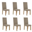 Ver imagem 1 de Kit 6 Cadeiras Nice com Espaldar – Tecido Veludo Suede Pés em Mdf com Sapatilhas Plásticas Mel/