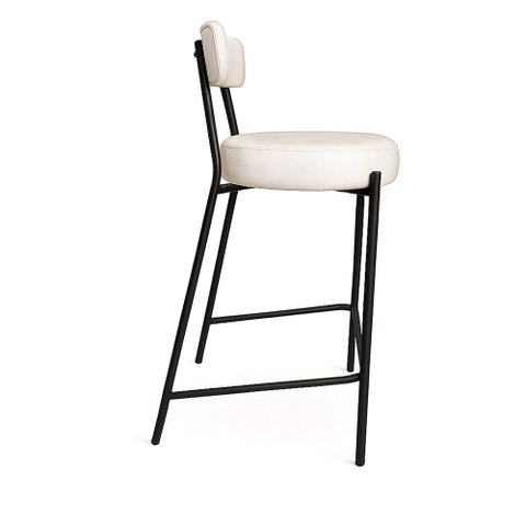 Banqueta Cozinha Média com Encosto Industrial Preto Londres Pu D03 - D'rossi