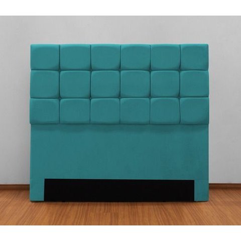 Cabeceira Julia Cama Casal 1,38 Captone Suede Azul Turquesa Azul-turquesa