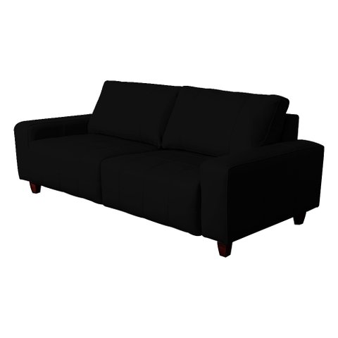 Sofá Decorativo Sala de Estar Asgand 3 Lugares 200cm Couro Preto - Mozzelar