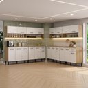 Ver imagem 1 de Cozinha Compacta Arizona Living 20 Portas 4 Gavetas MDF MDP Carvalho com Branco Móveis Carraro